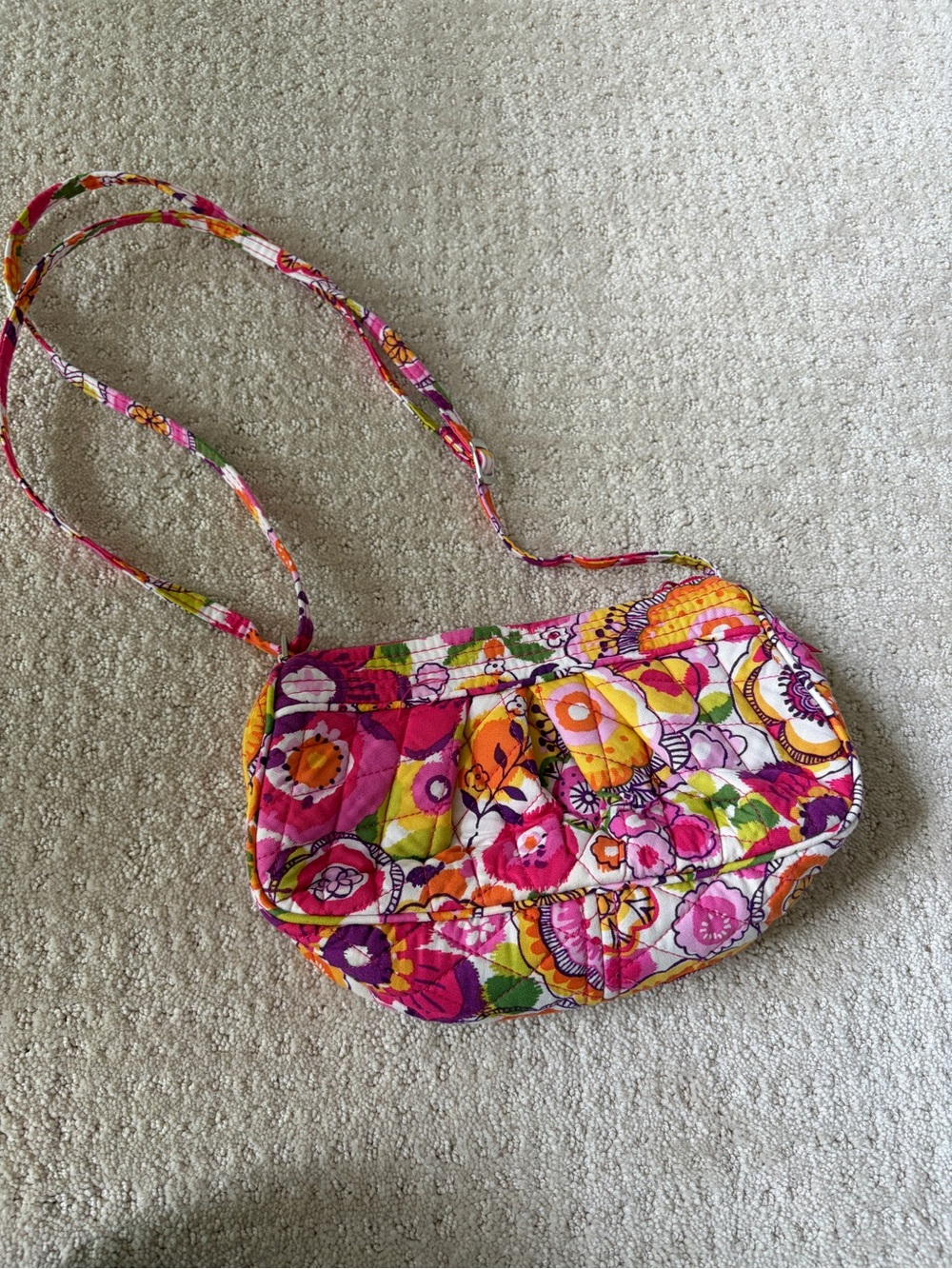 Vera Bradley Floral Quilted Purse in Pink, Orange & Yellow